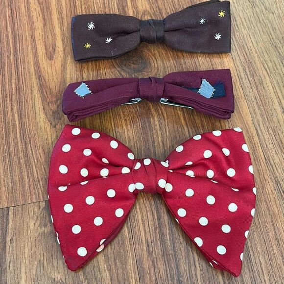 3 vintage bow tie men's bowties. Clip on arrow - Picture 1 of 5
